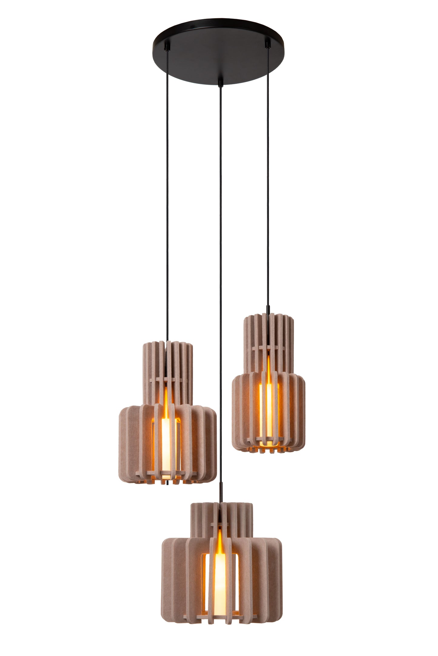 Lucide ROLLO - Pendant light - 3xE27 - Taupe