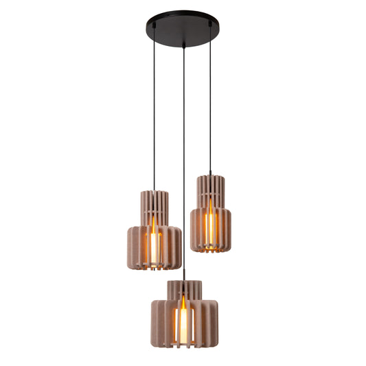 Lucide ROLLO - Pendant light - 3xE27 - Taupe