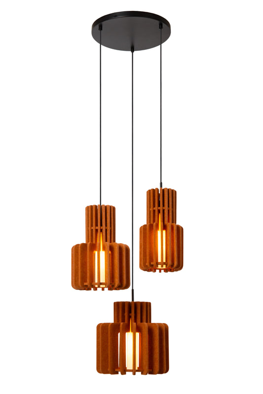 Lucide ROLLO - Pendant light - 3xE27 - Terracotta