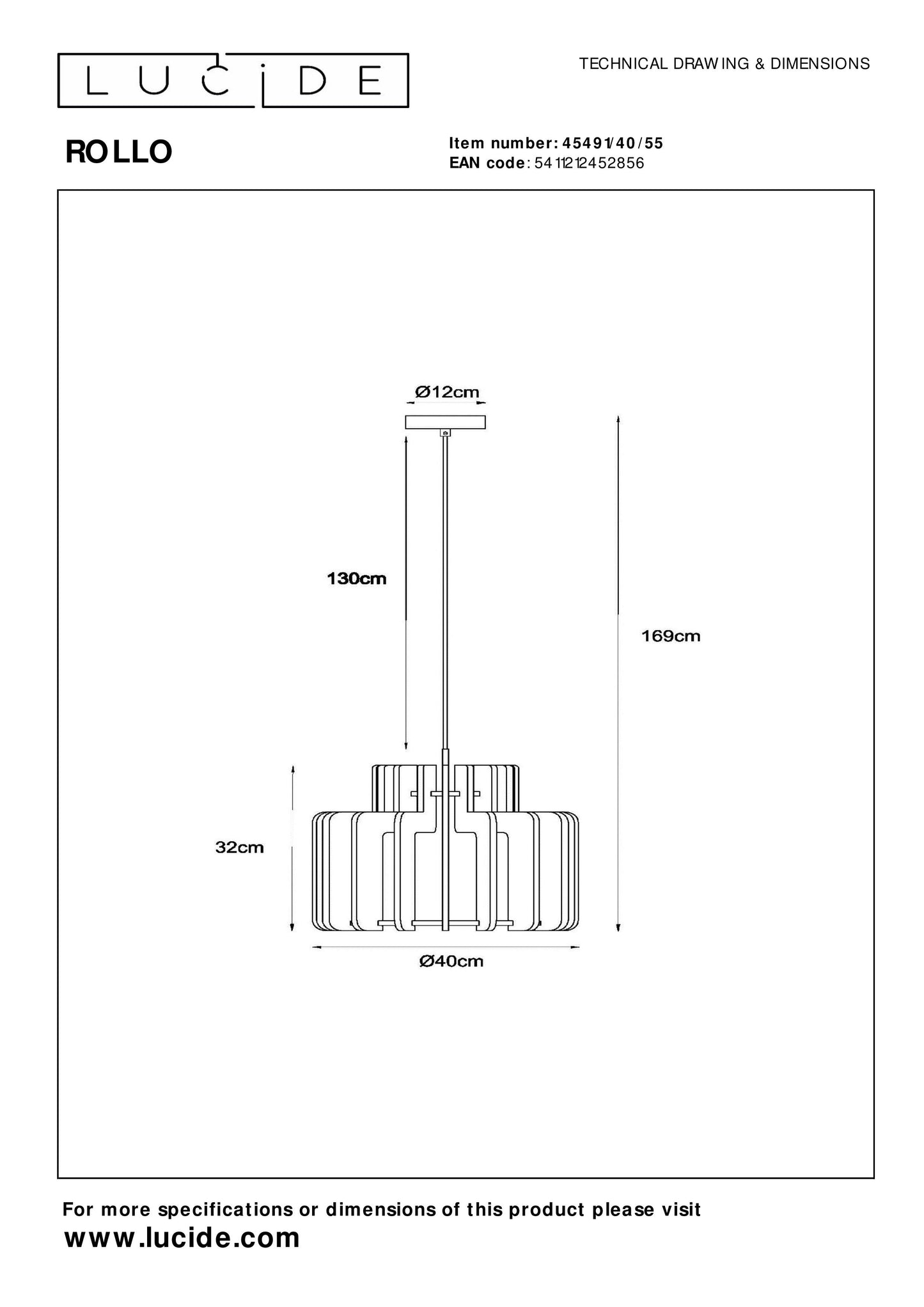 Lucide ROLLO - Pendant light - 1xE27 - Terracotta