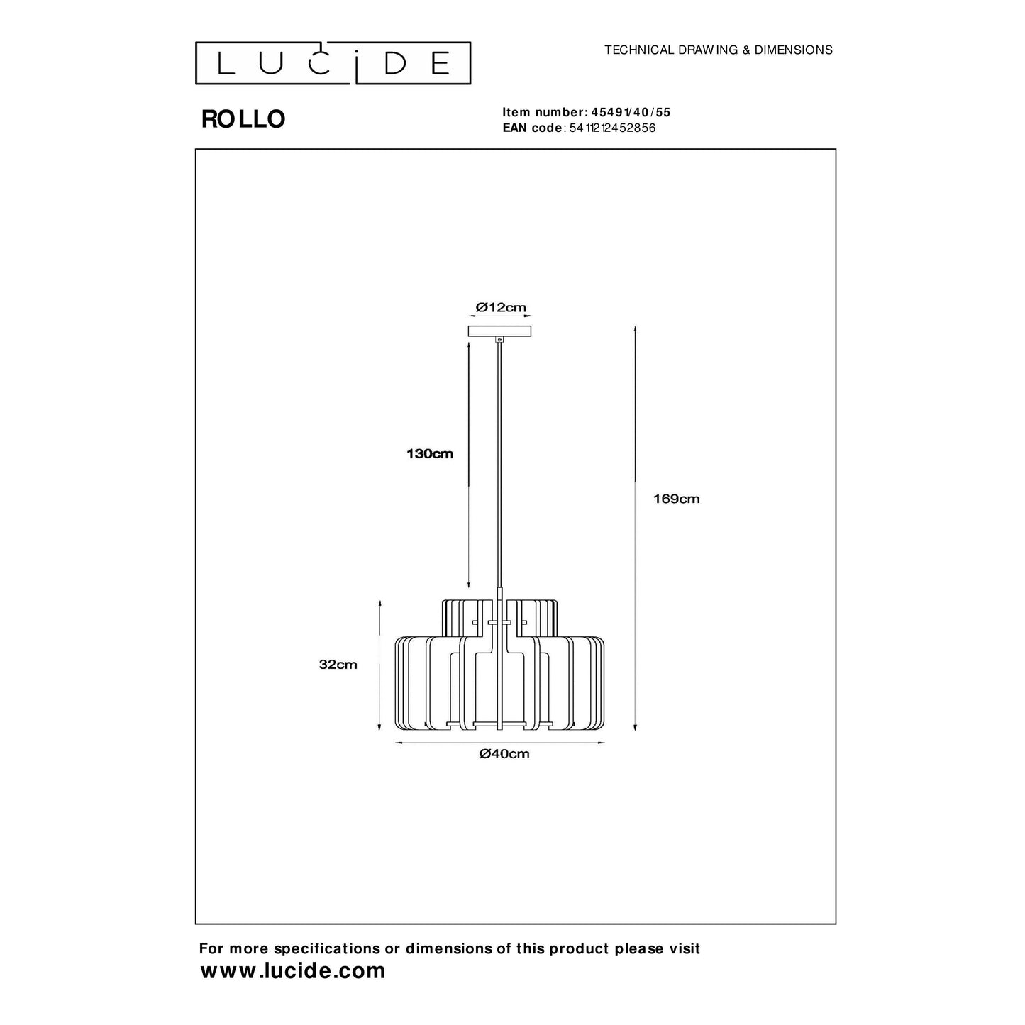 Lucide ROLLO - Pendant light - 1xE27 - Terracotta