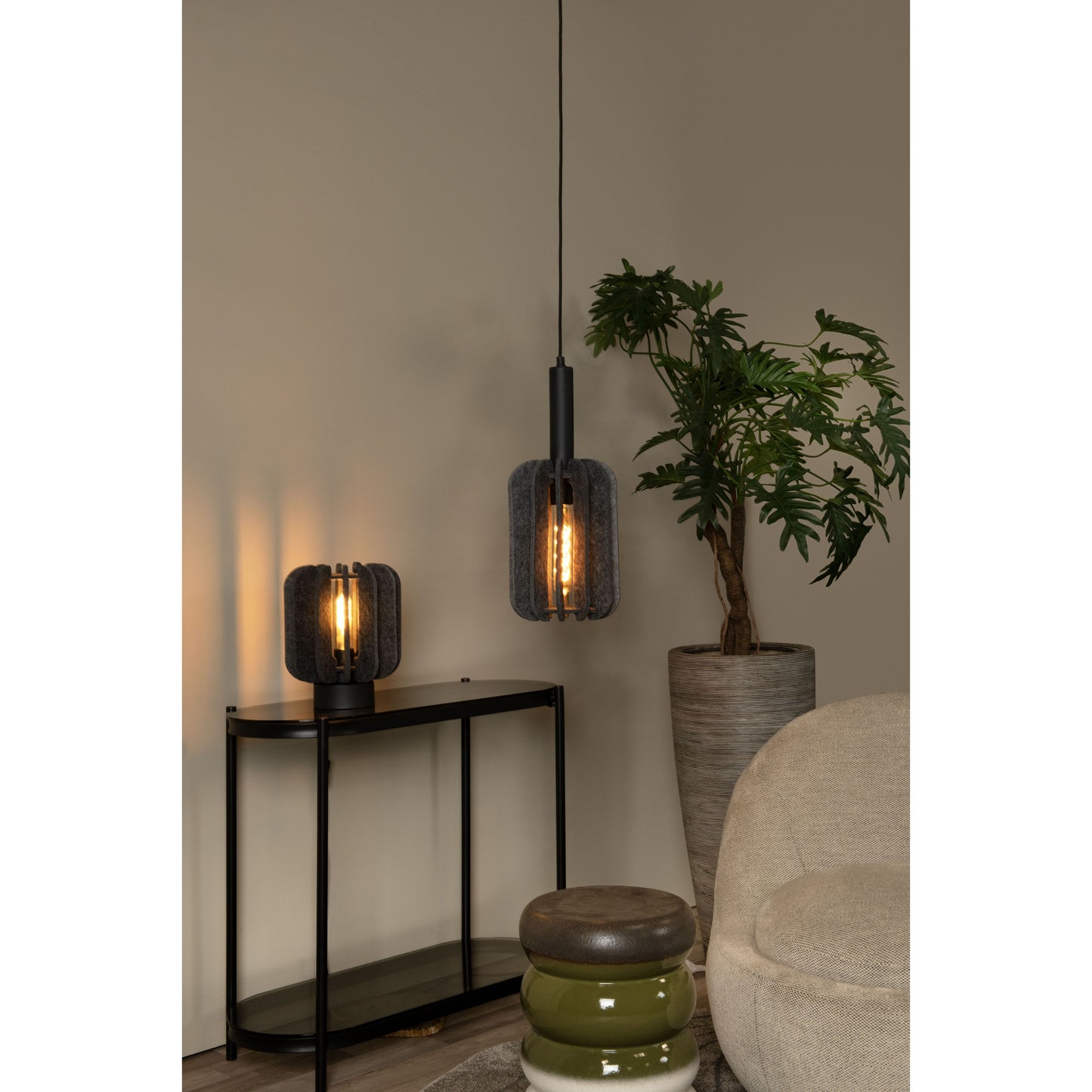 Lucide RAFAL - Pendant light - Ø 20 cm - 1xE27 - Grey