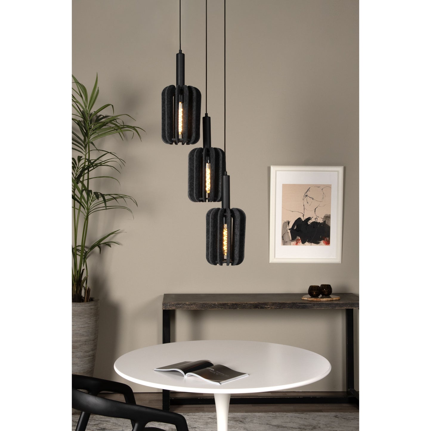 Lucide RAFAL - Pendant light - Ø 50 cm - 3xE27 - Grey