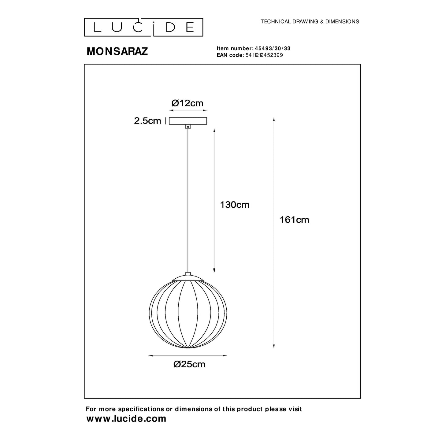 Lucide MONSARAZ - Pendant light - Ø 25 cm - 1xE27 - Green