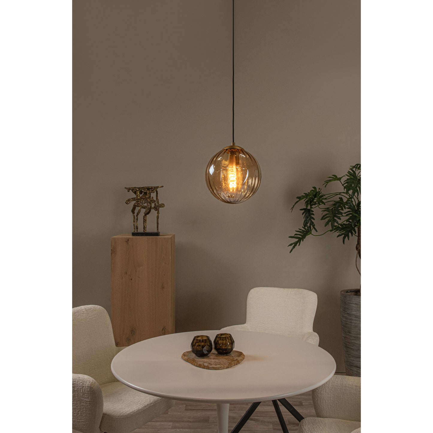 Lucide MONSARAZ - Pendant light - Ø 25 cm - 1xE27 - Amber