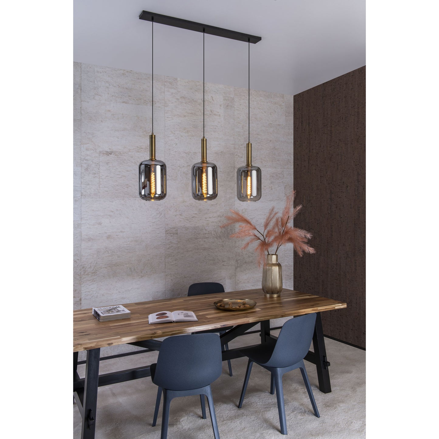 Lucide JOANET - Pendant light - 3xE27 - Smoke Grey