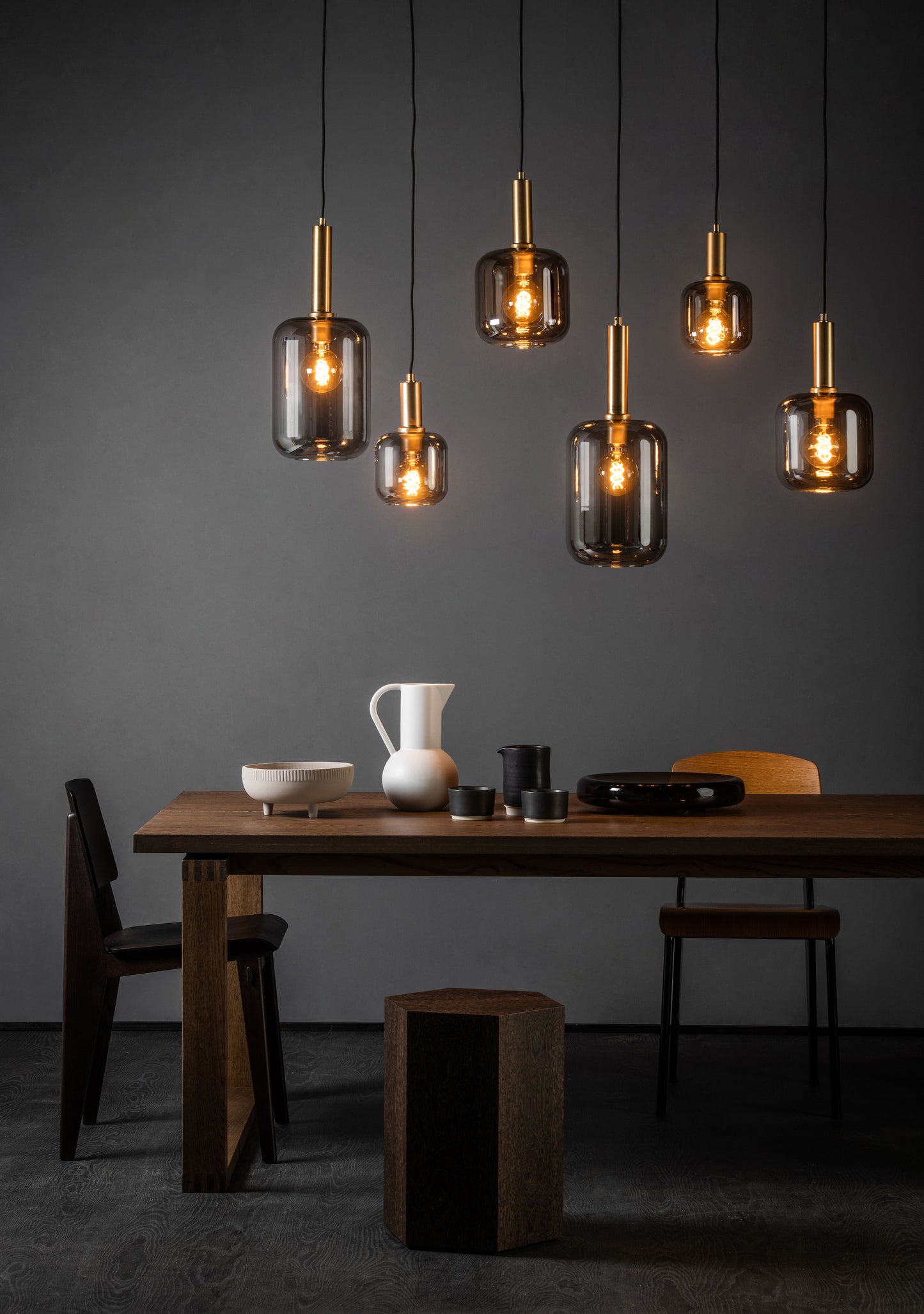 Lucide JOANET - Pendant light - 6xE27 - Smoke Grey