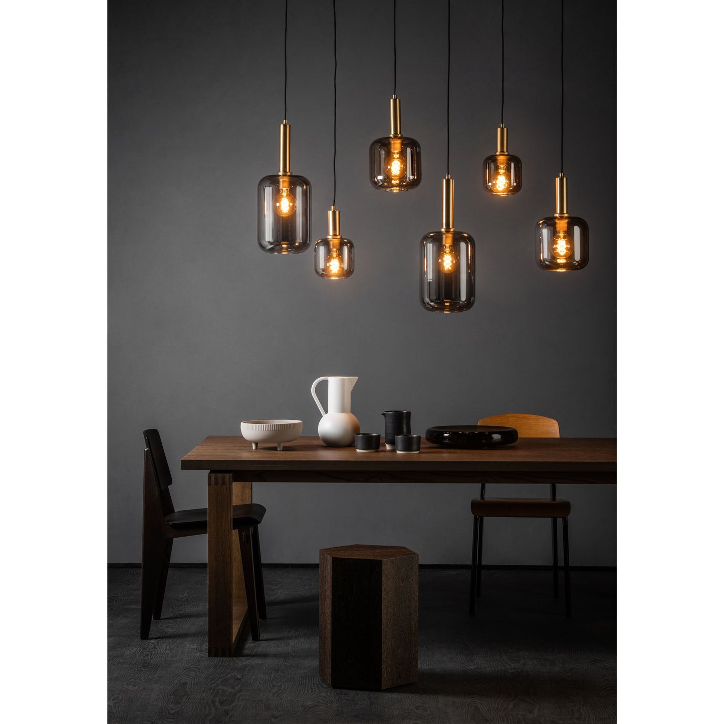 Lucide JOANET - Pendant light - 6xE27 - Smoke Grey