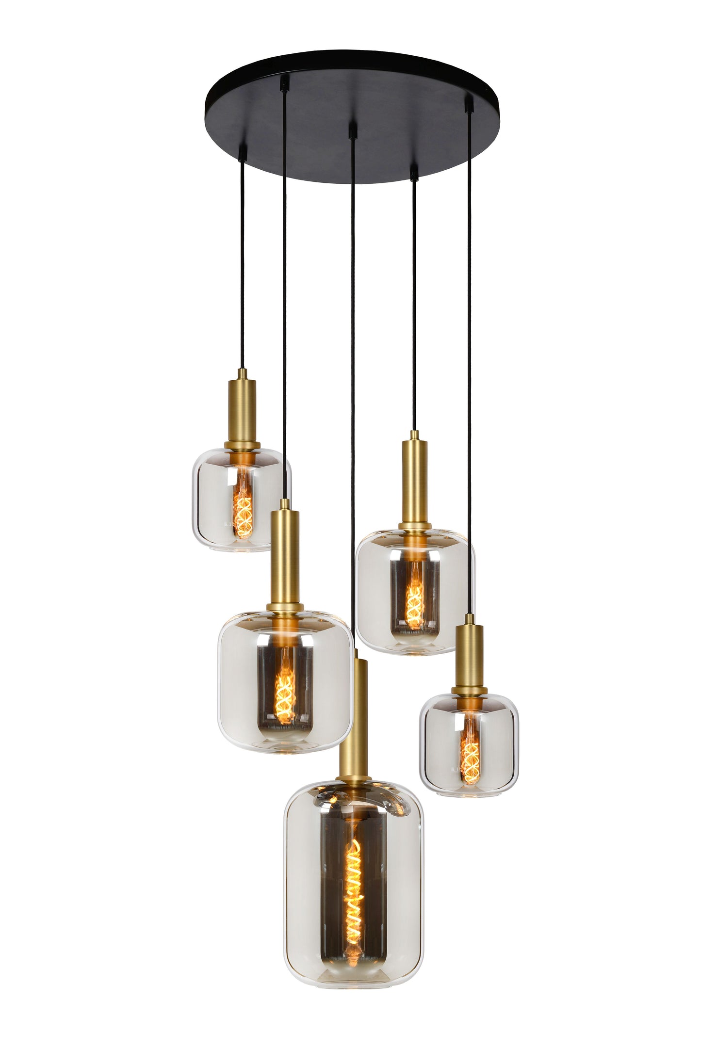 Lucide JOANET - Pendant light - Ø 66 cm - 5xE27 - Smoke Grey