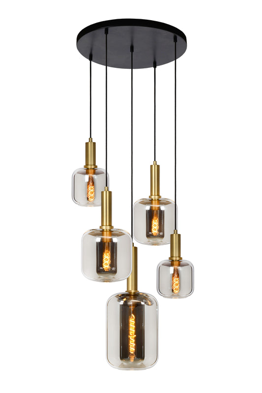 Lucide JOANET - Pendant light - Ø 66 cm - 5xE27 - Smoke Grey