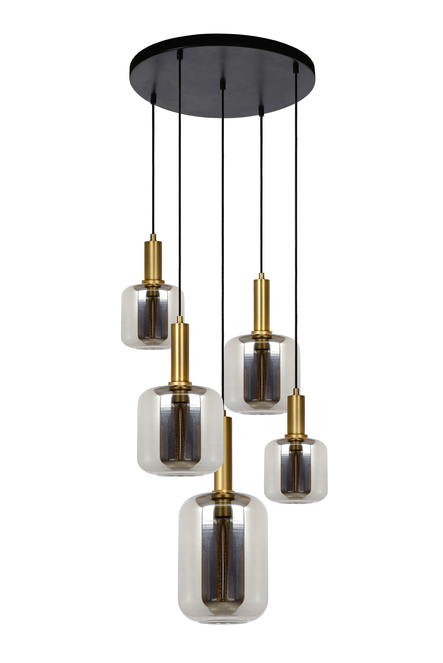 Lucide JOANET - Pendant light - Ø 66 cm - 5xE27 - Smoke Grey