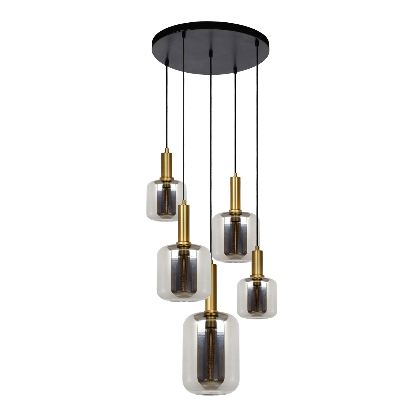 Lucide JOANET - Pendant light - Ø 66 cm - 5xE27 - Smoke Grey