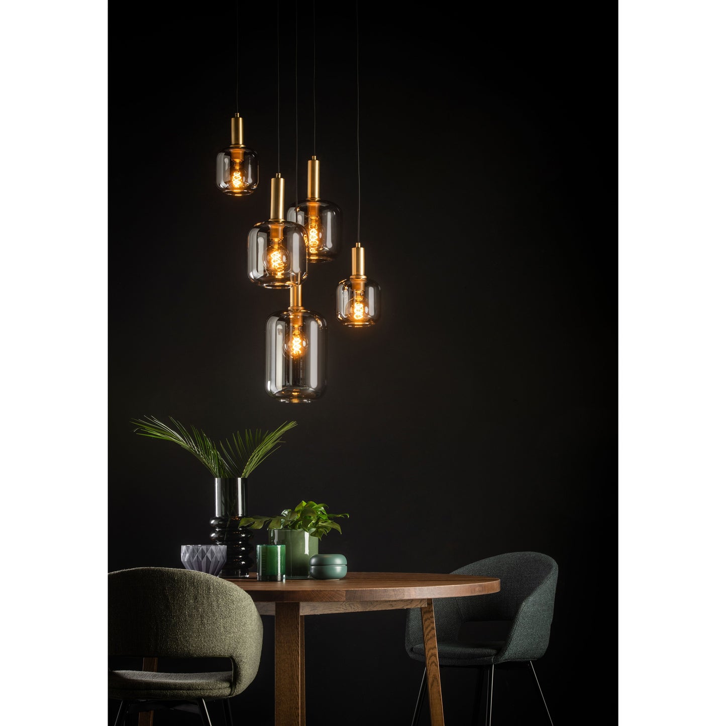 Lucide JOANET - Pendant light - Ø 66 cm - 5xE27 - Smoke Grey