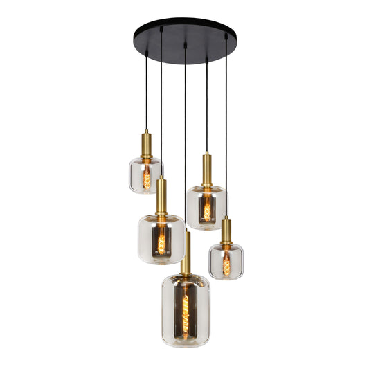 Lucide JOANET - Pendant light - Ø 66 cm - 5xE27 - Smoke Grey