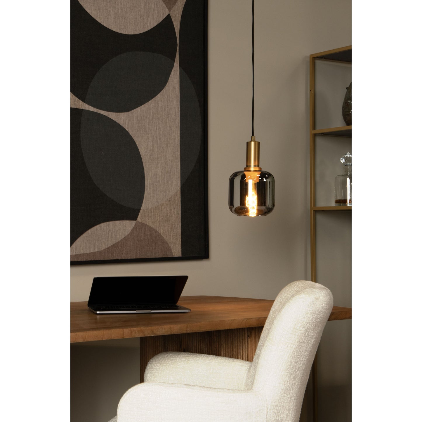 Lucide JOANET - Pendant light - Ø 16 cm - 1xE27 - Smoke Grey