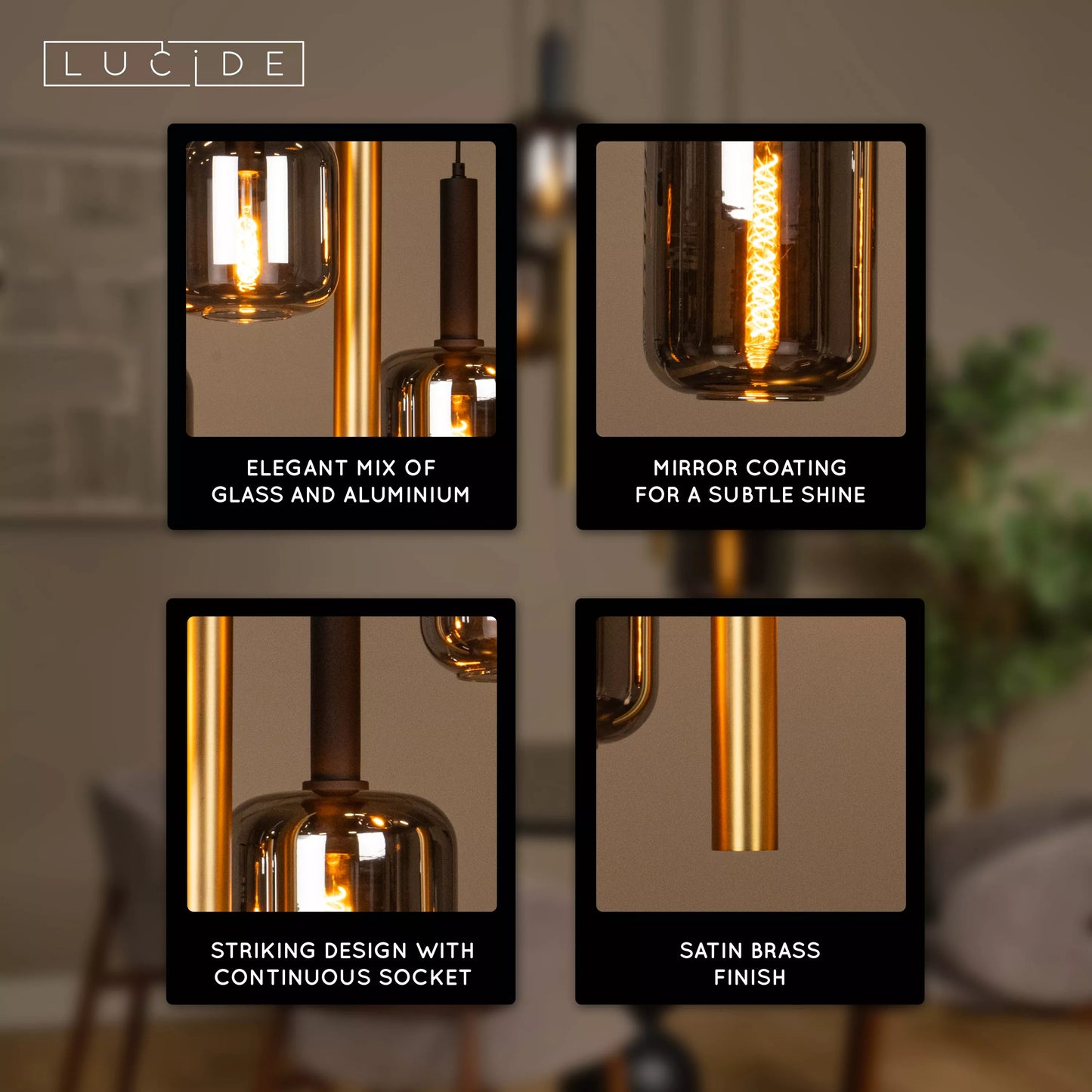 Lucide JOANET - Pendant light - Ø 65 cm - 4xE27 - Brass
