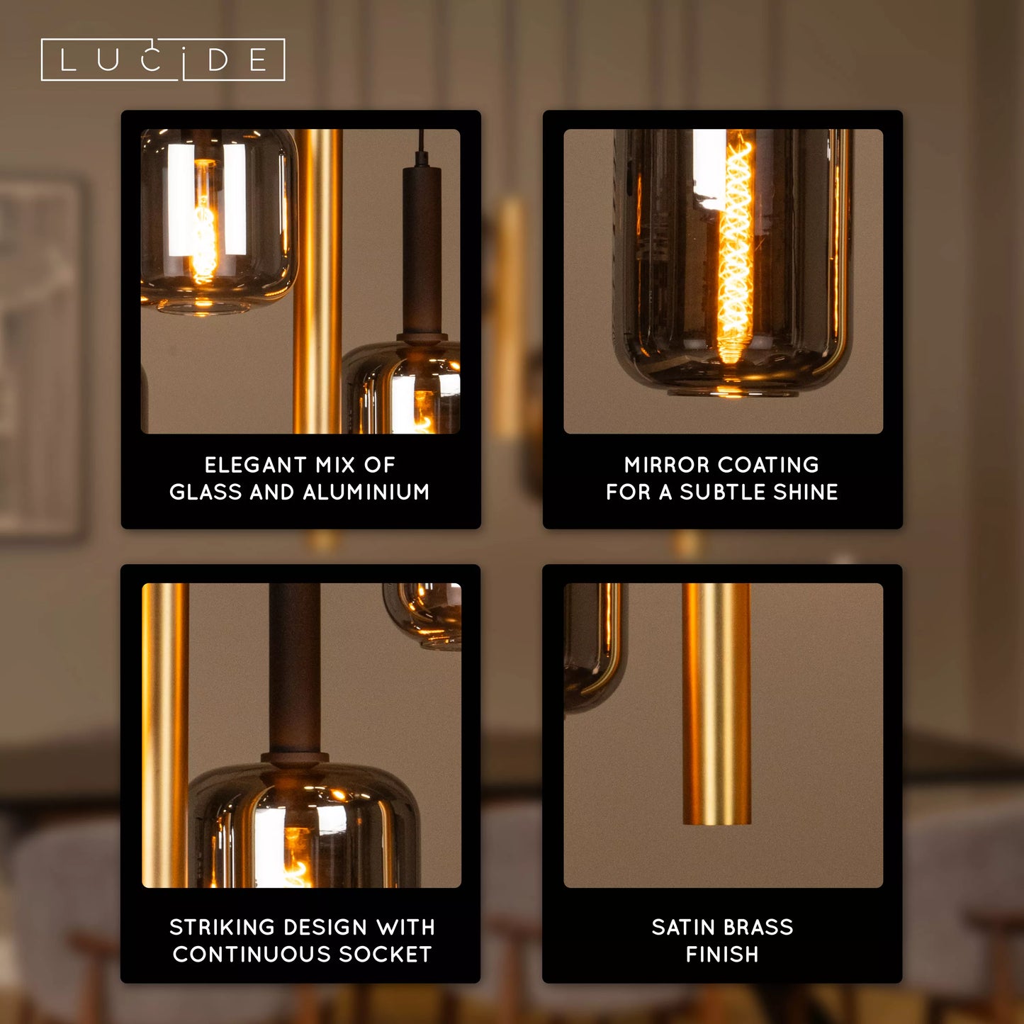 Lucide JOANET - Pendant light - 6xE27 - Brass