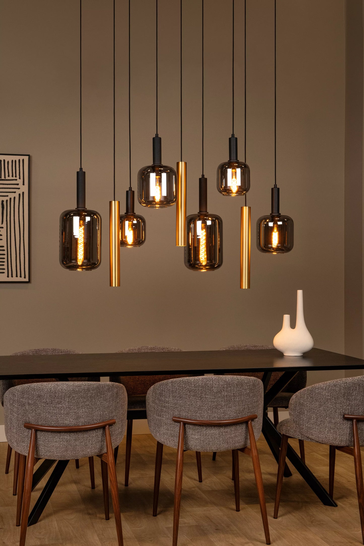 Lucide JOANET - Pendant light - 6xE27 - Brass