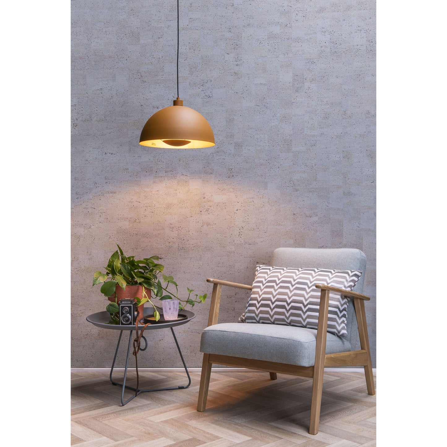 Lucide SIEMON - Pendant light - Ø 40 cm - 1xE27 - Ocher Yellow