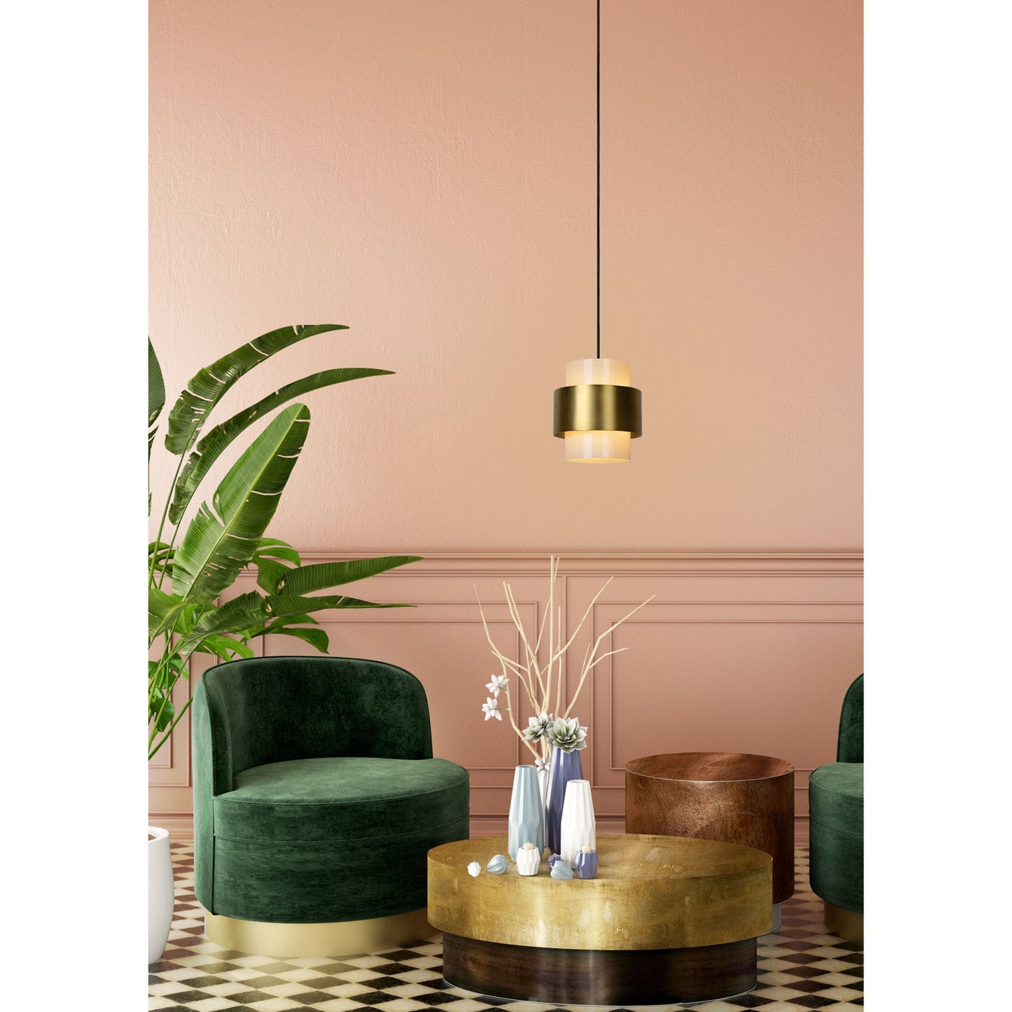 Lucide FIRMIN - Pendant light - Ø 20 cm - 1xE27 - Matt Gold / Brass