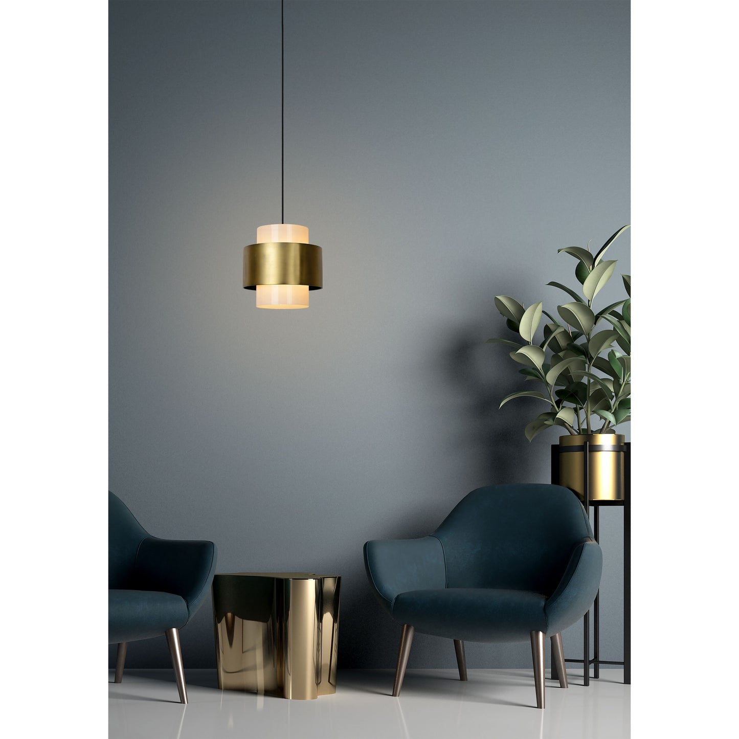 Lucide FIRMIN - Pendant light - Ø 30 cm - 1xE27 - Matt Gold / Brass