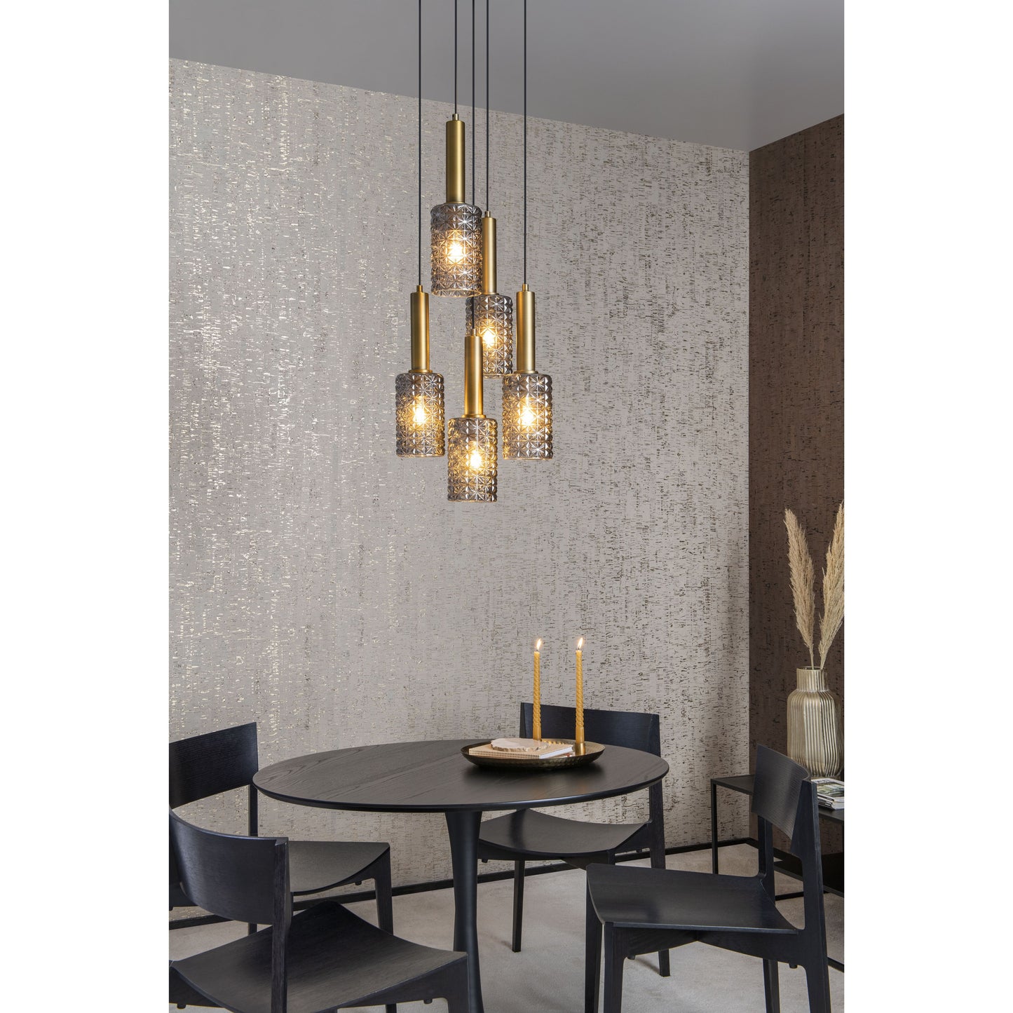 Lucide CORALIE - Pendant light - Ø 30 cm - 5xE27 - Matt Gold / Brass