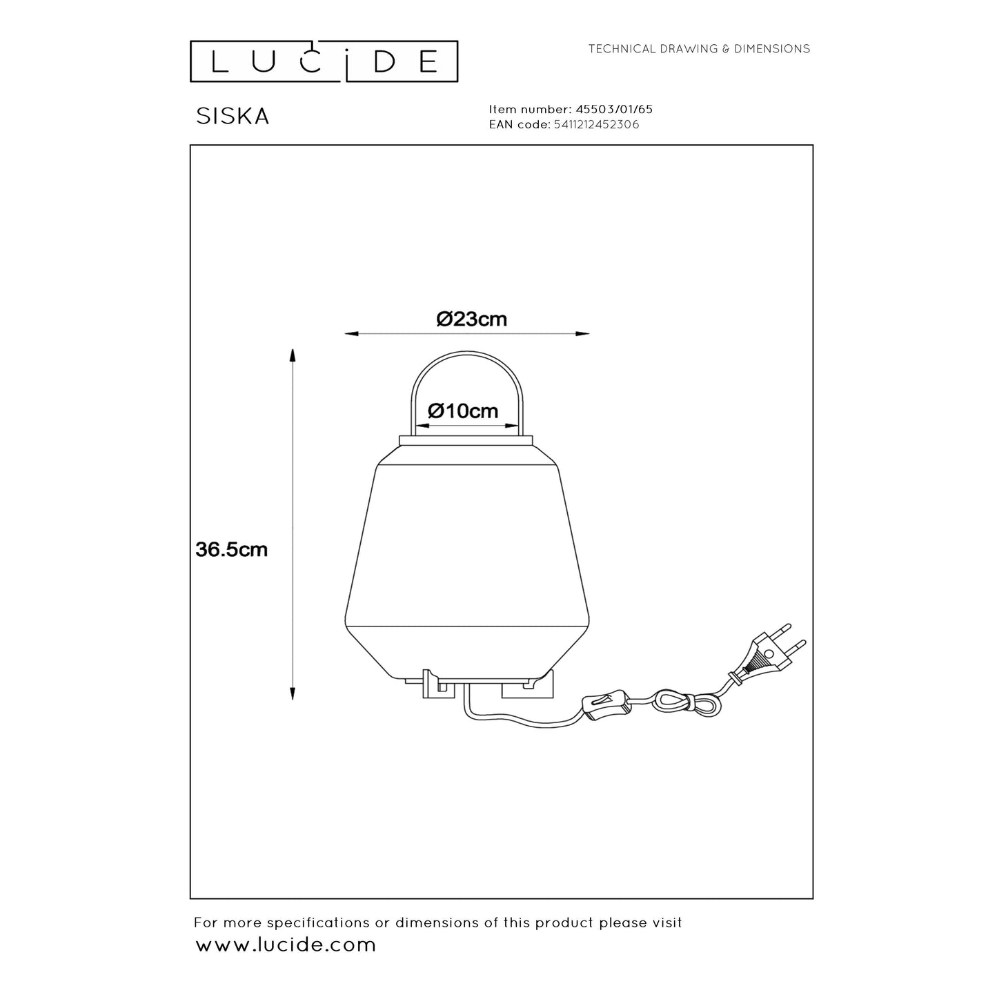 Lucide SISKA - Table lamp - 1x E27 - Smoke Grey