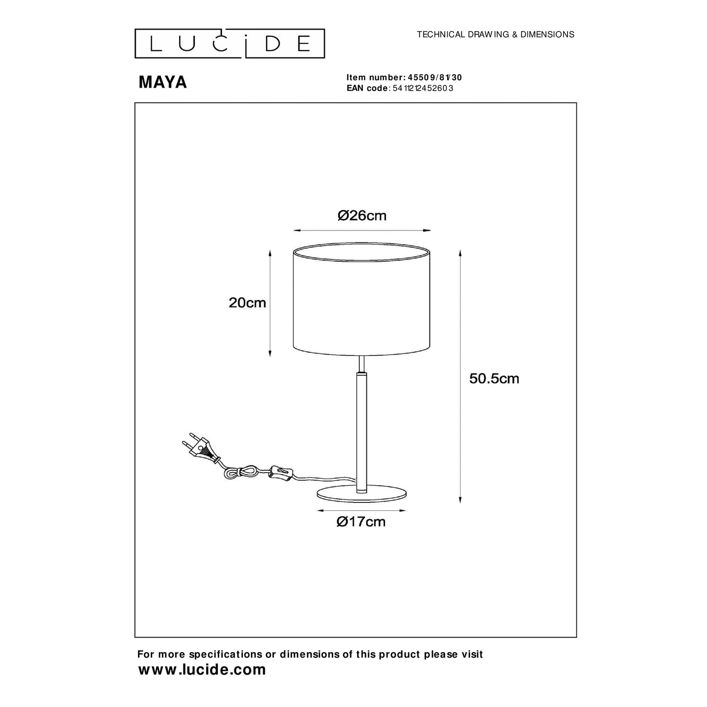 Lucide MAYA - Table lamp - Ø 26 cm - 1xE27 - Black