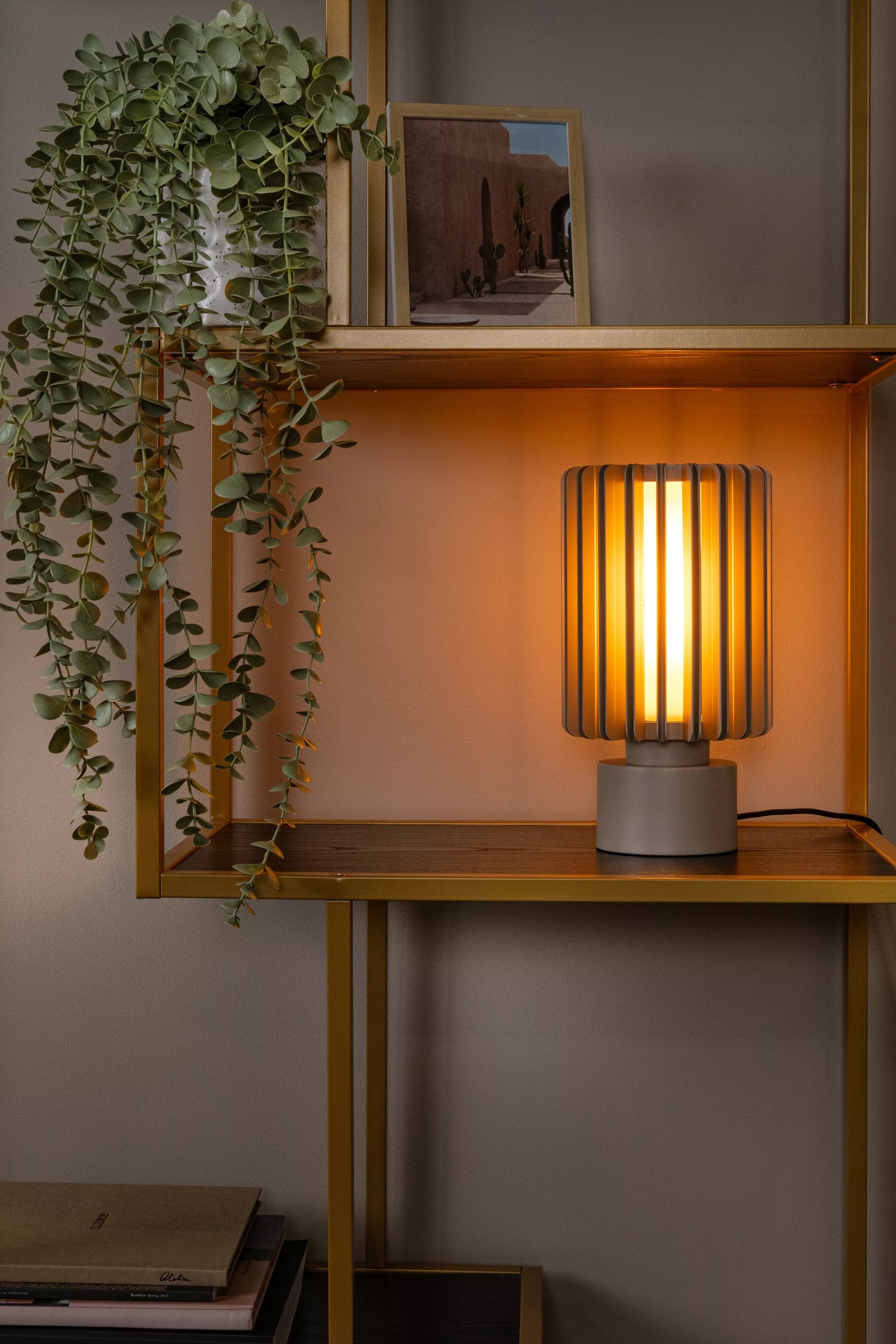 Lucide LAMBRES - Table lamp - Ø 15 cm - 1xE27 - Taupe