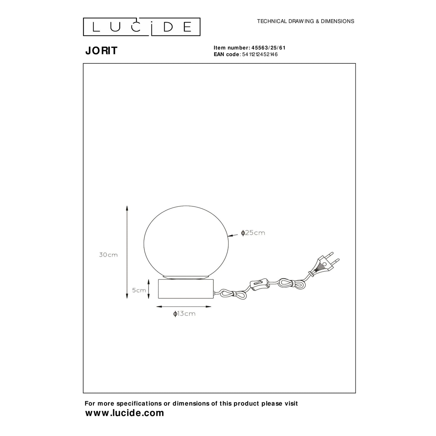 Lucide JORIT - Table lamp - Ø 25 cm - 1xE27 - Opal