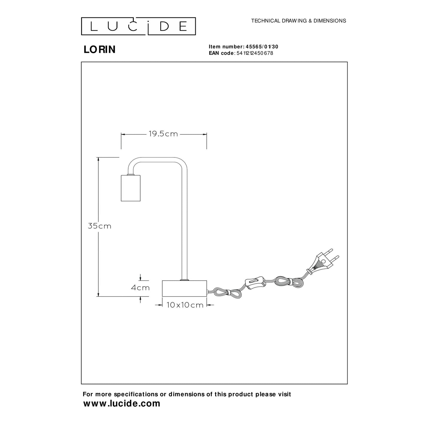 Lucide LORIN - Table lamp - 1xE27 - Black