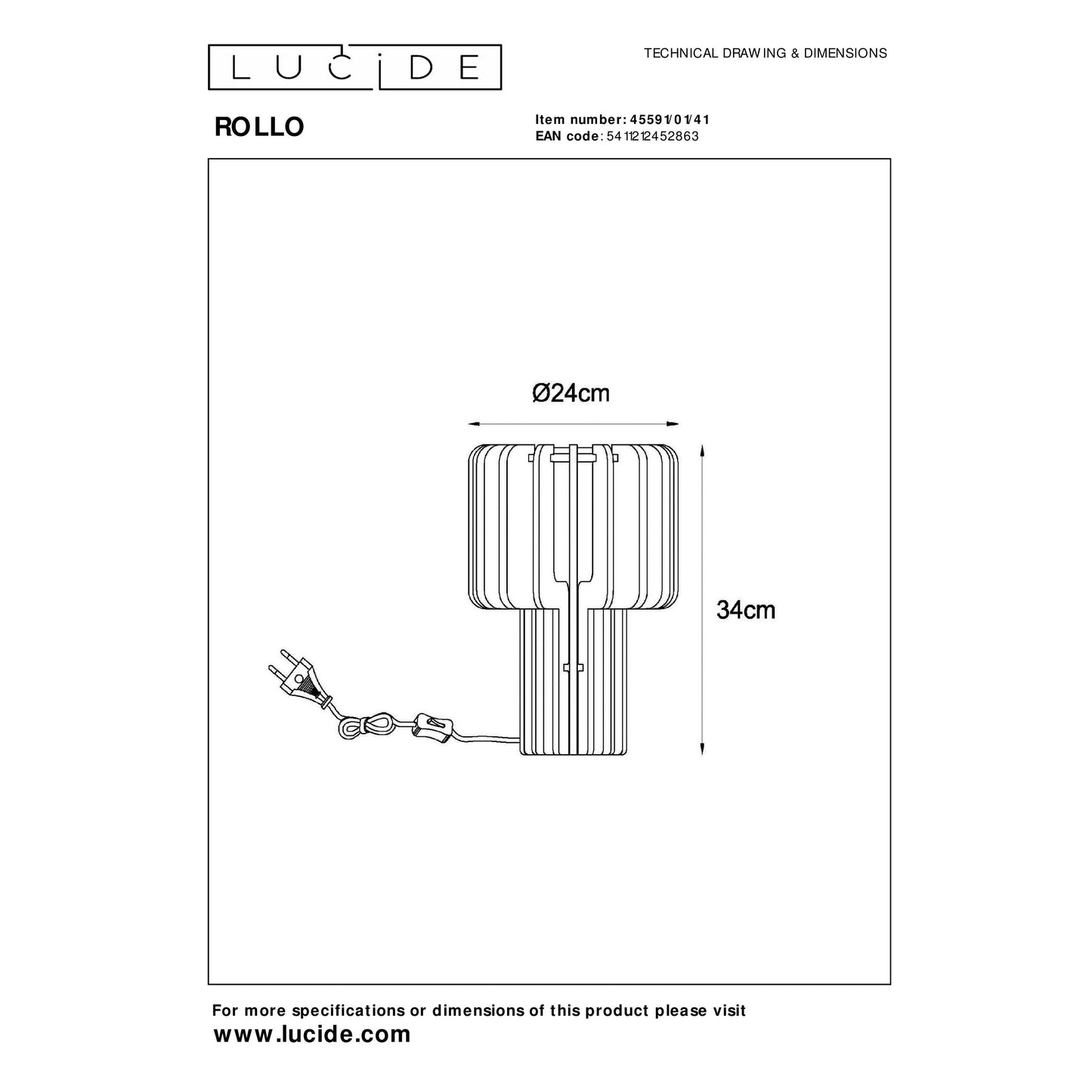 Lucide ROLLO - Table lamp - 1xE27 - Taupe