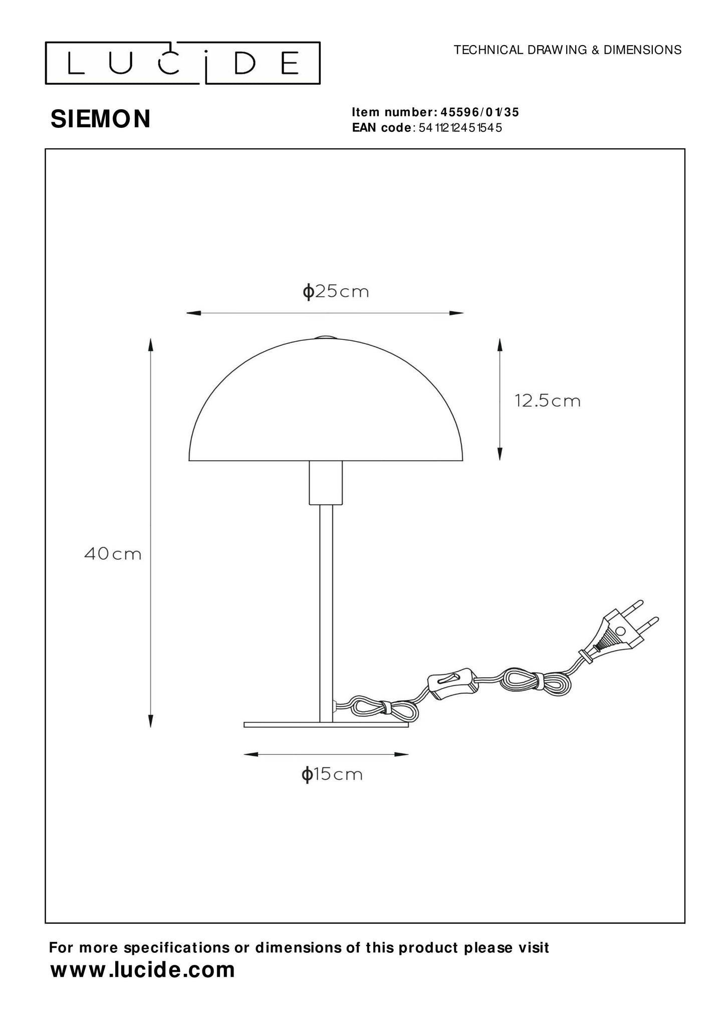 Lucide SIEMON - Table lamp - Ø 25 cm - 1xE14 - Blue