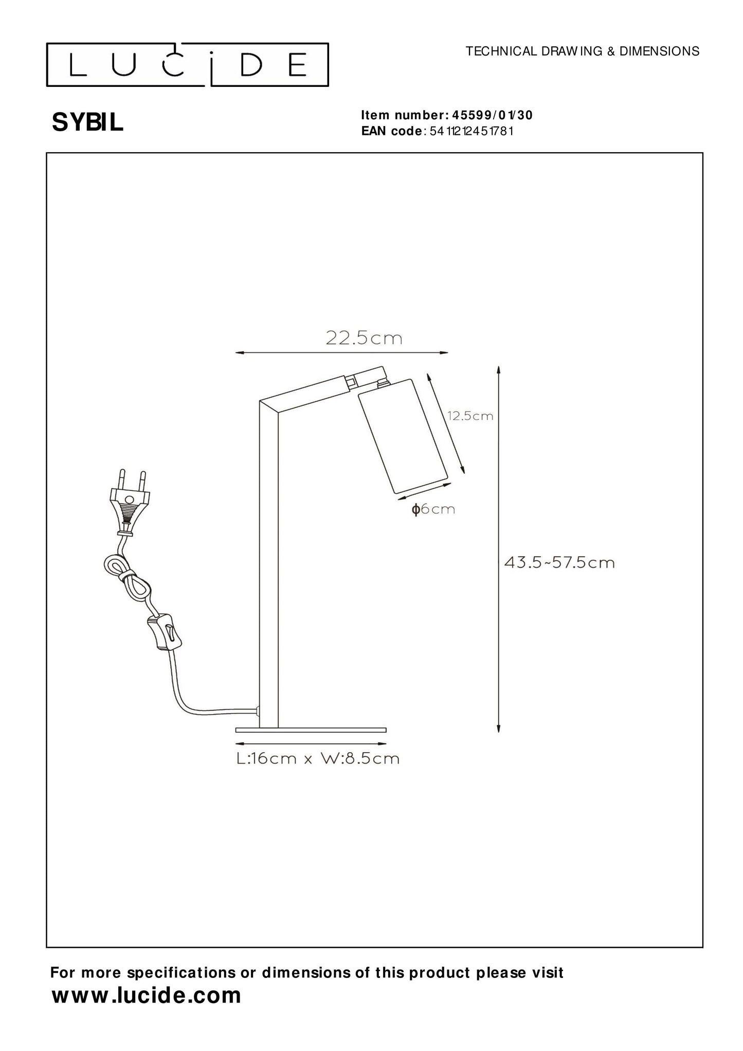 Lucide SYBIL - Desk lamp - 1xGU10 - Black