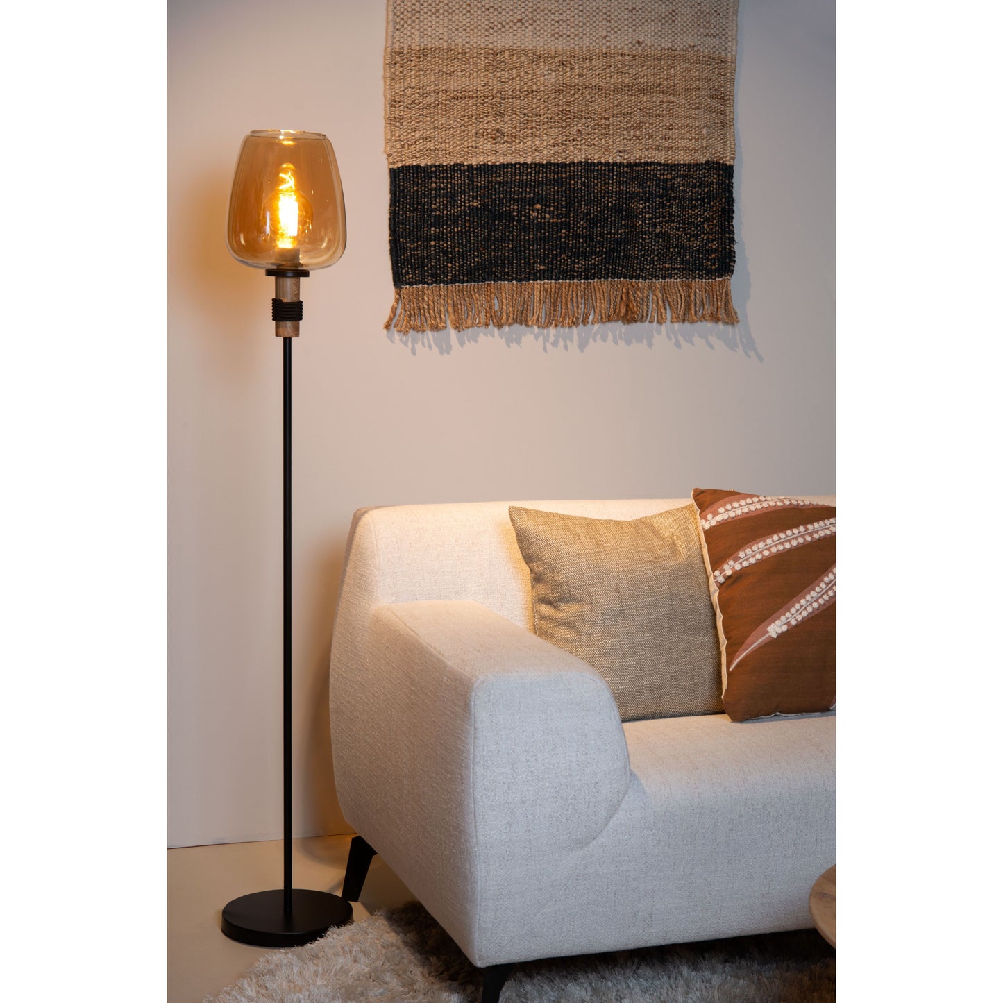 Lucide ILONA - Floor lamp - Ø 34 cm - 1xE27 - Amber