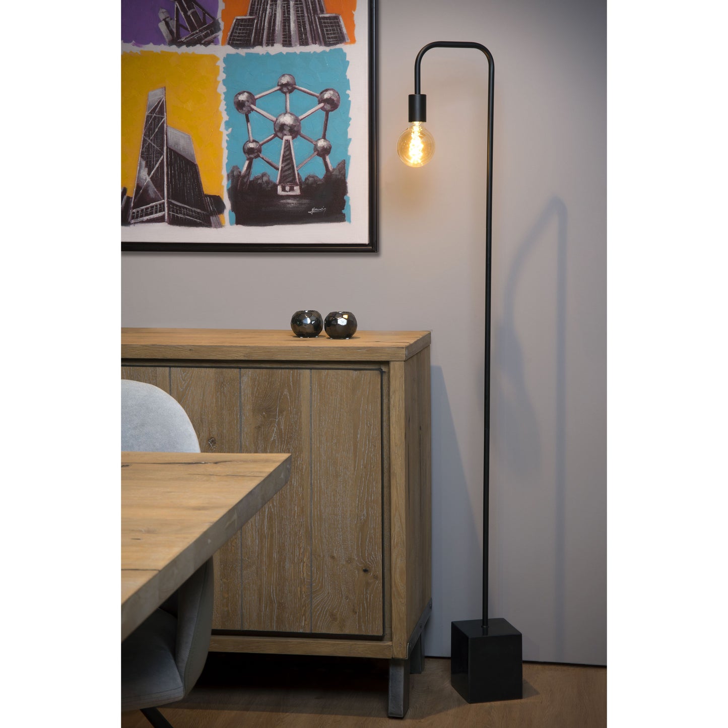 Lucide LORIN - Floor lamp - 1xE27 - Black