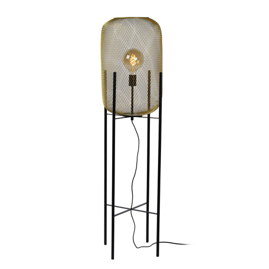 Lucide MESH - Floor lamp - Ø 35 cm - 1xE27 - Matt Gold / Brass