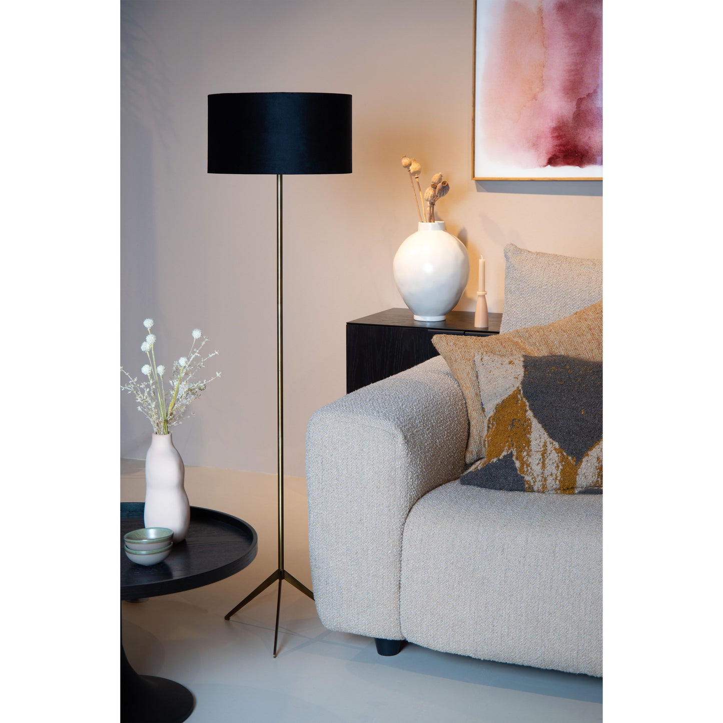 Lucide TONDO - Floor lamp - Ø 38 cm - 1xE27 - Matt Gold / Brass