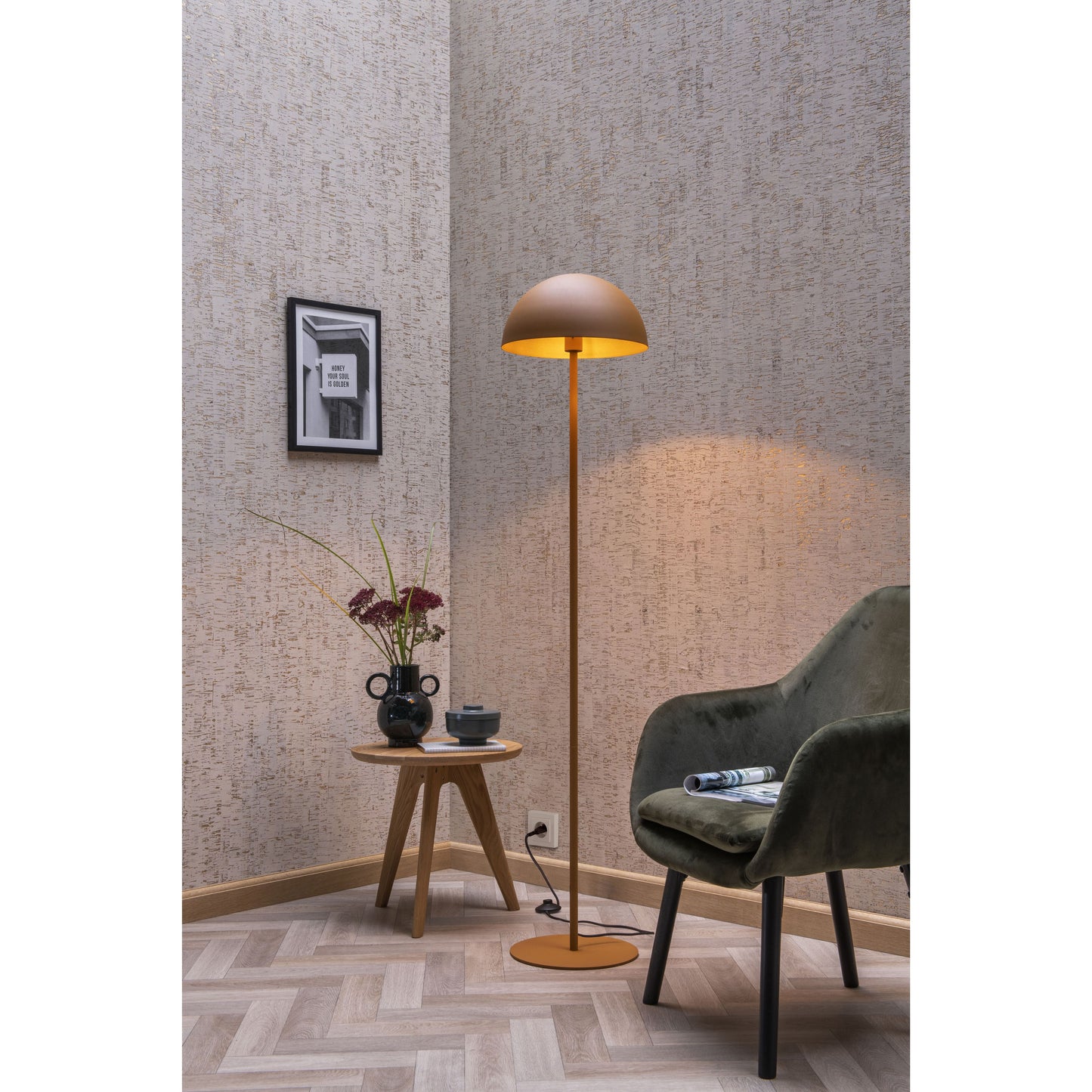 Lucide SIEMON - Floor lamp - Ø 35 cm - 1xE27 - Ocher Yellow