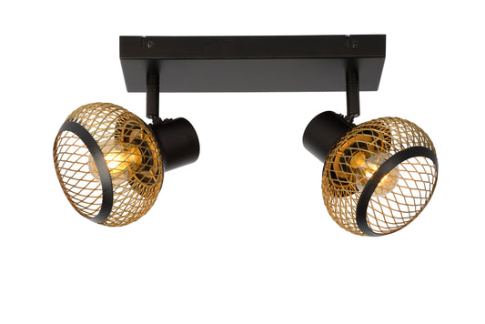 Lucide LUCAS - Ceiling spotlight - 2xE14 - Matt Gold / Brass