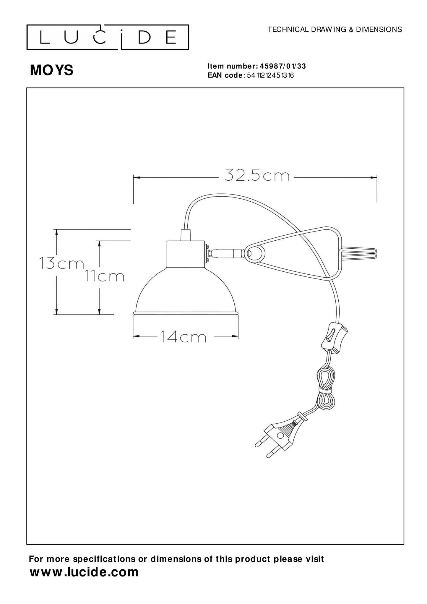 Lucide MOYS - Clamp lamp - 1xE27 - Green