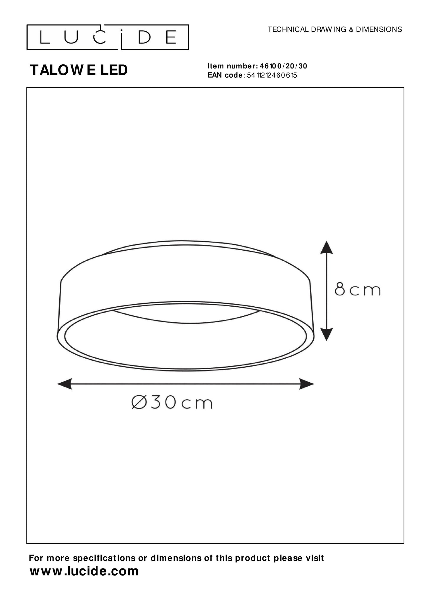 Lucide TALOWE LED - Flush ceiling light - Ø 30 cm - LED Dim. - 1x20W 3000K - Black