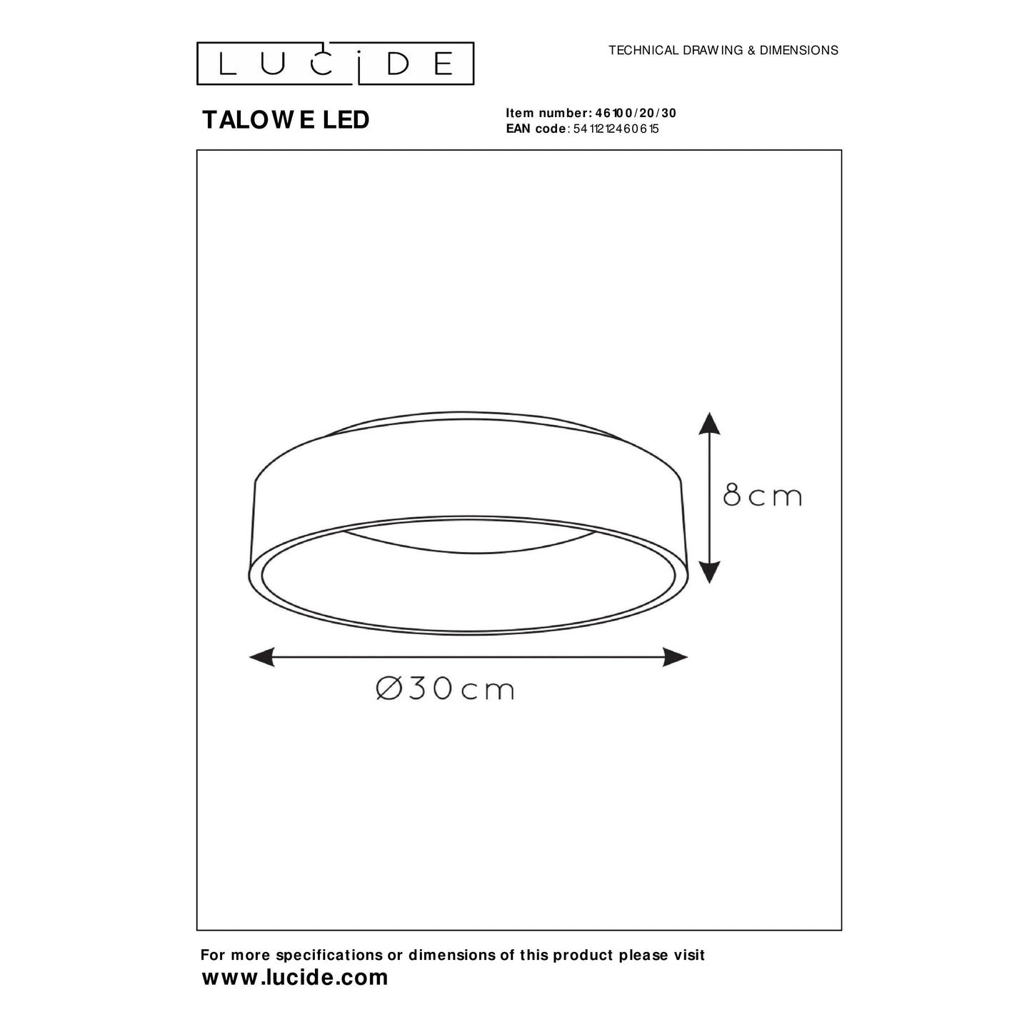 Lucide TALOWE LED - Flush ceiling light - Ø 30 cm - LED Dim. - 1x20W 3000K - Black