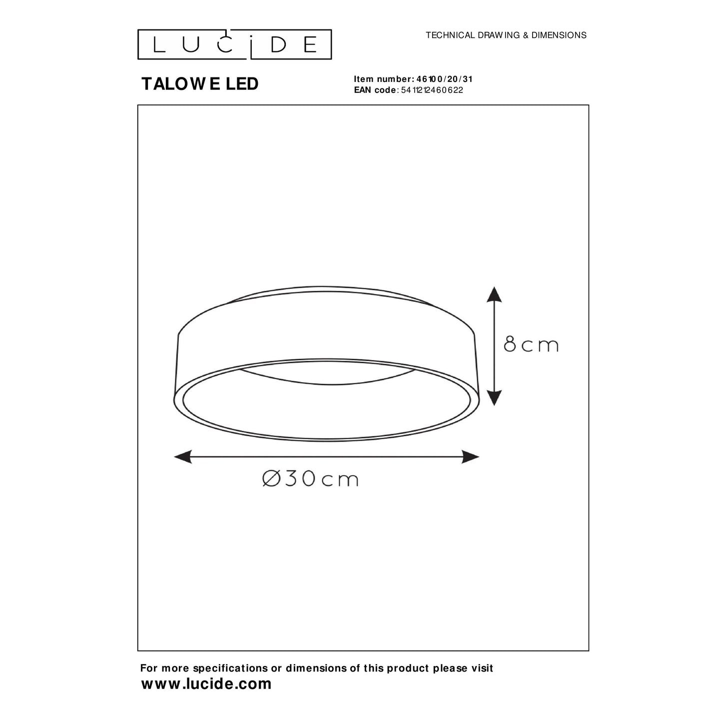 Lucide TALOWE LED - Flush ceiling light - Ø 30 cm - LED Dim. - 1x20W 3000K - White