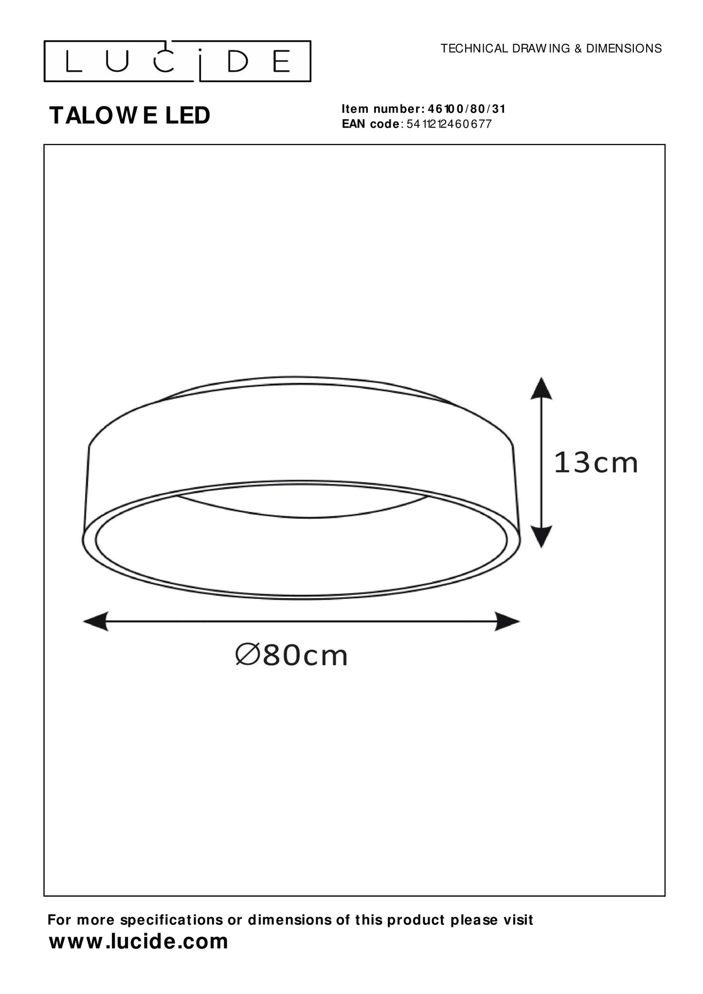 Lucide TALOWE LED - Flush ceiling light - Ø 80 cm - LED Dim. - 1x80W 3000K - White