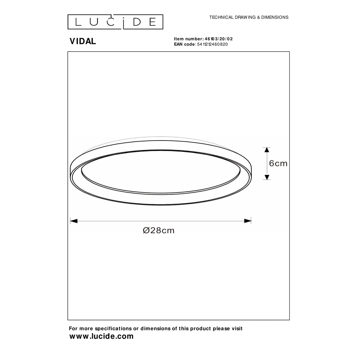 Lucide VIDAL - Flush ceiling light - Ø 28 cm - LED Dim. - 1x20W 2700K - Matt Gold / Brass