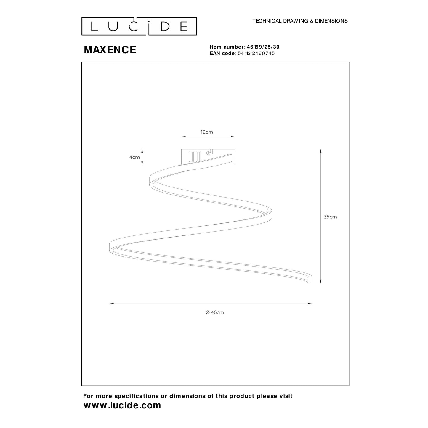 Lucide MAXENCE - Flush ceiling light - Ø 46 cm - LED Dim. - 1x24W 3000K - 3 StepDim - Black