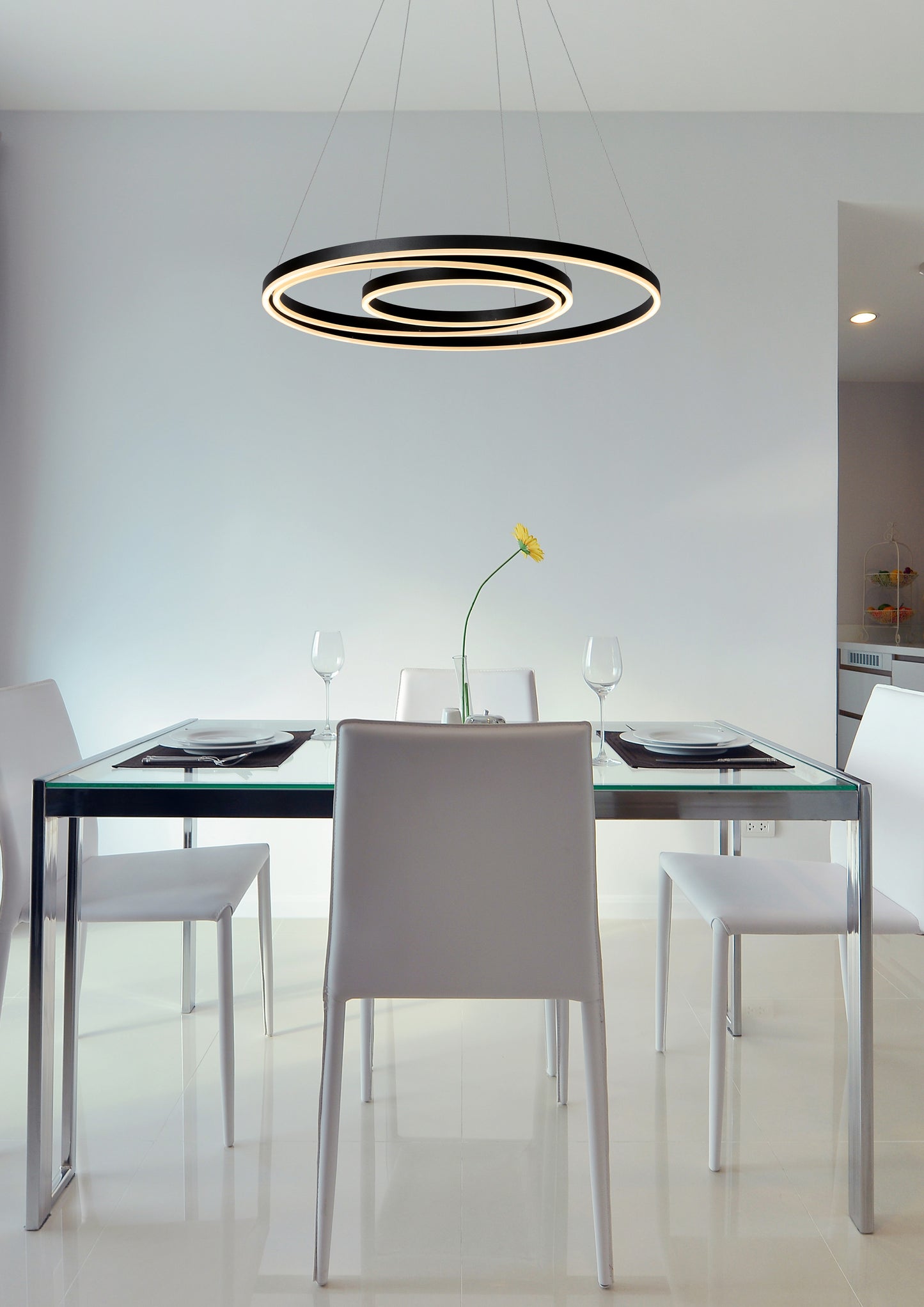 Lucide TRINITI - Pendant light - Ø 80 cm - LED Dim. - 3000K - Black