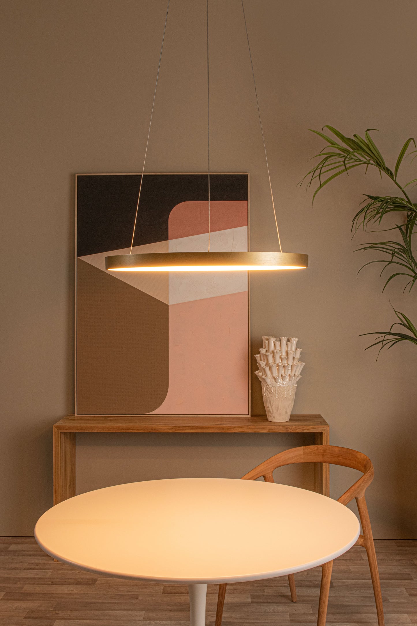 Lucide VIDAL - Pendant light - Ø 58 cm - LED Dim. - 1x48W 2700K - Matt Gold / Brass