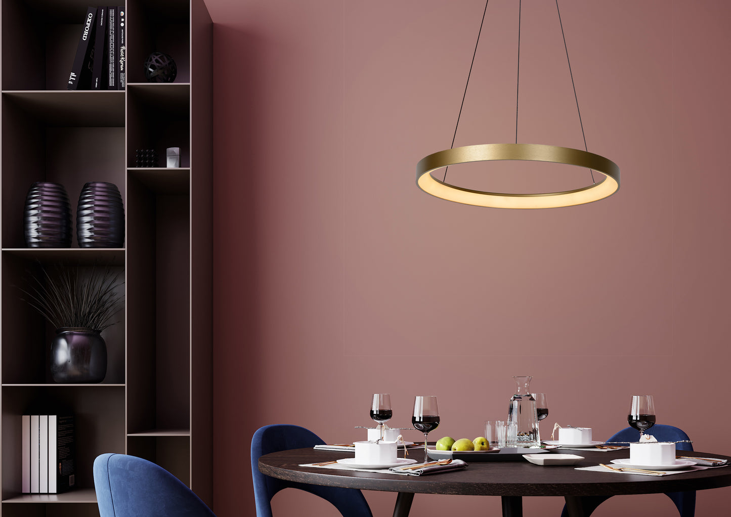 Lucide VIDAL - Pendant light - Ø 58 cm - LED Dim. - 1x48W 2700K - Matt Gold / Brass